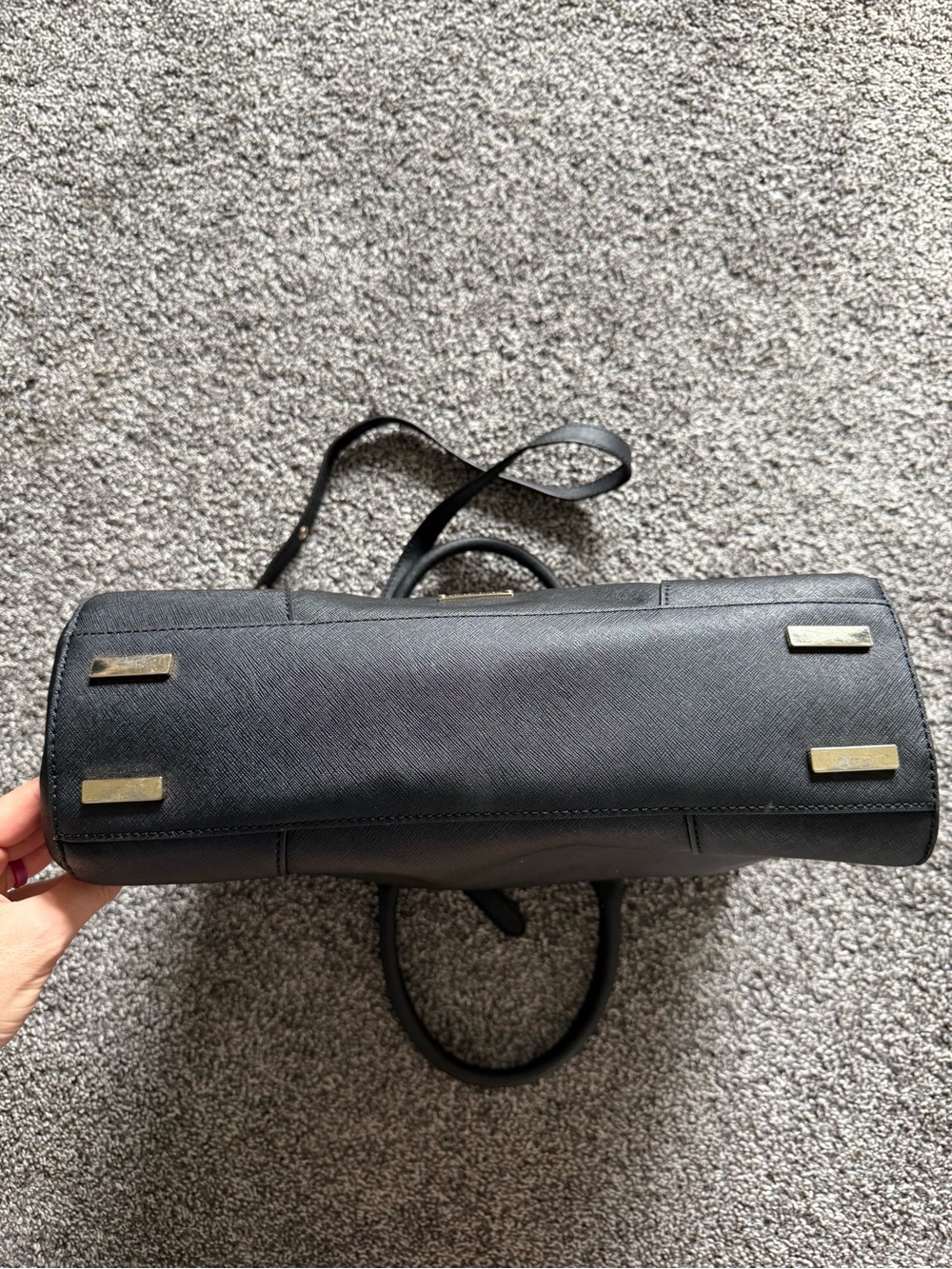 Rebecca Minkoff Amorous Satchel Black Saffiano Leather Gold Crossbody Bag - Picture 13 of 16
